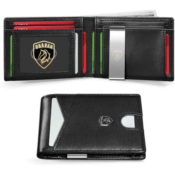 DRAVAN Wallet for Men Slim Mens Wallet RFID Blocking Front Pocket with Clip. Nib - Picture 2 of 3